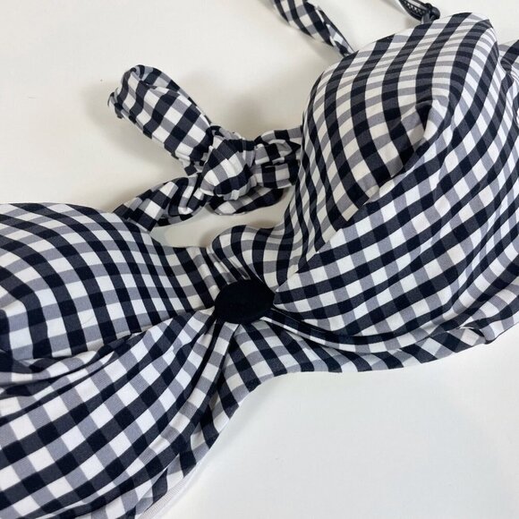 Coco Rave Womens Mini Me Plaid Molded U-Wire Bikini Top XL 38C Swimwear Gingham - Picture 2 of 9